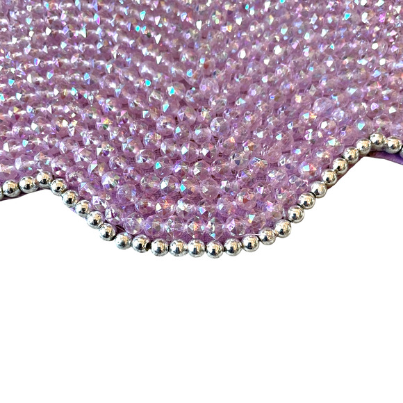 Rachel Zoe PINK GHOST Beaded Placemat 15in Halloween Glam Decor New - Picture 8 of 8